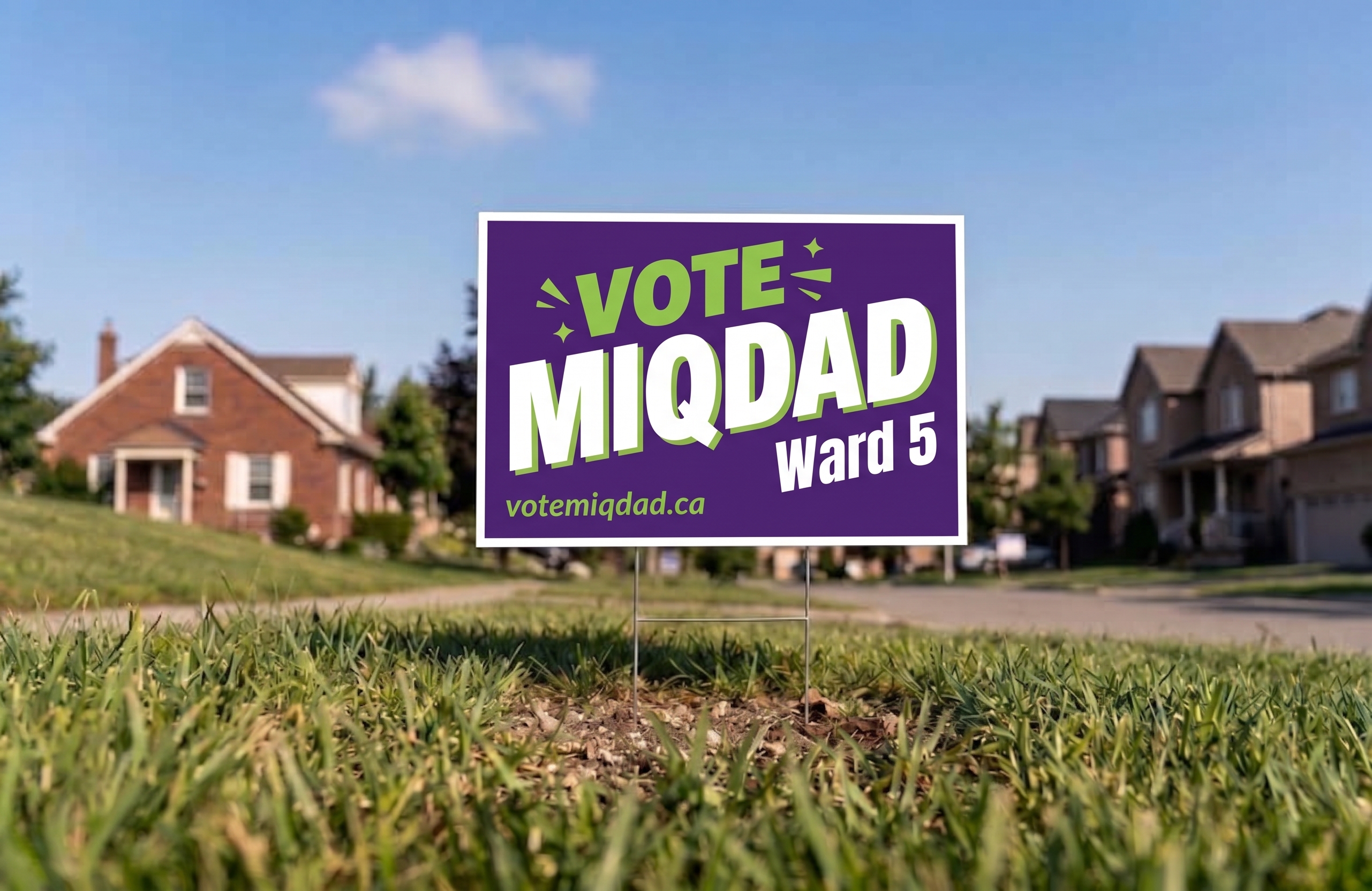 Vote Miqdad lawn sign, view 2